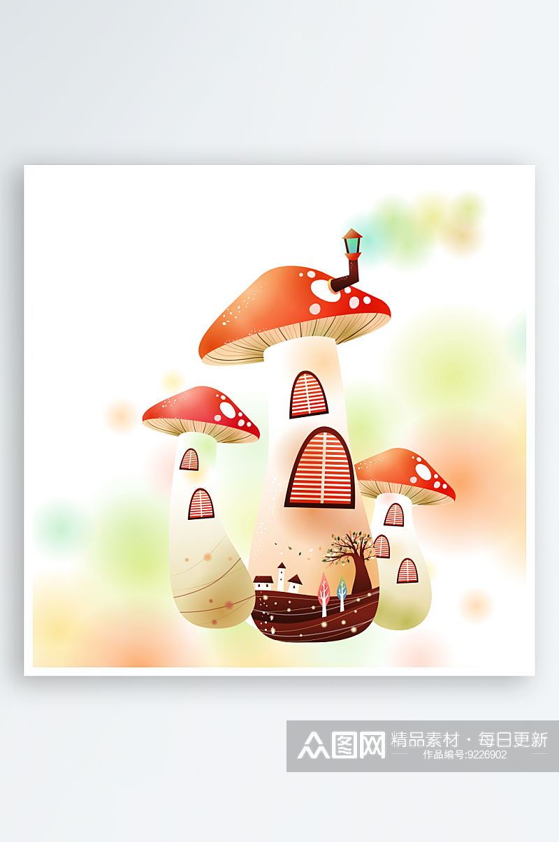 唯美水果蘑菇挂画无框画素材