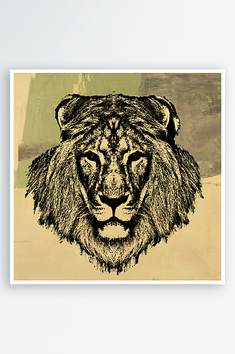 老虎狮子头动物艺术装饰画