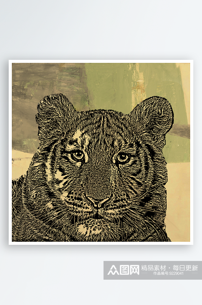 老虎狮子头动物艺术装饰画素材