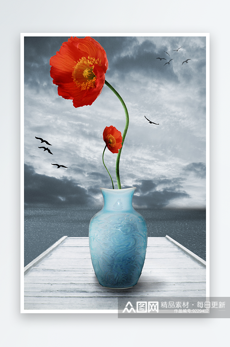 静物花瓶花束艺术装饰画素材