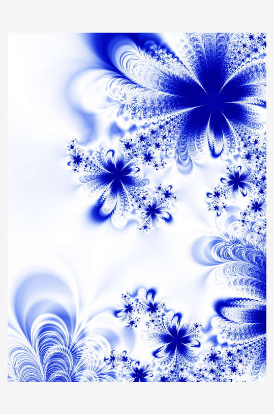 蓝色花卉植物艺术装饰画