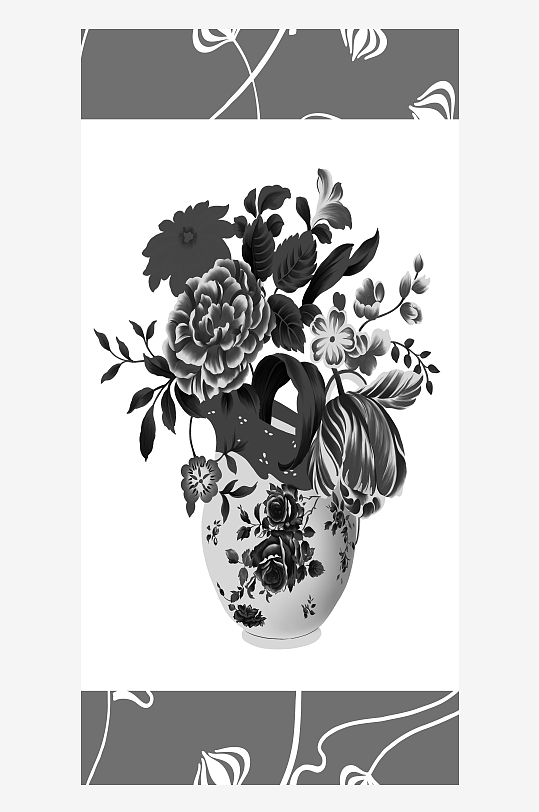 黑白花瓶艺术装饰画