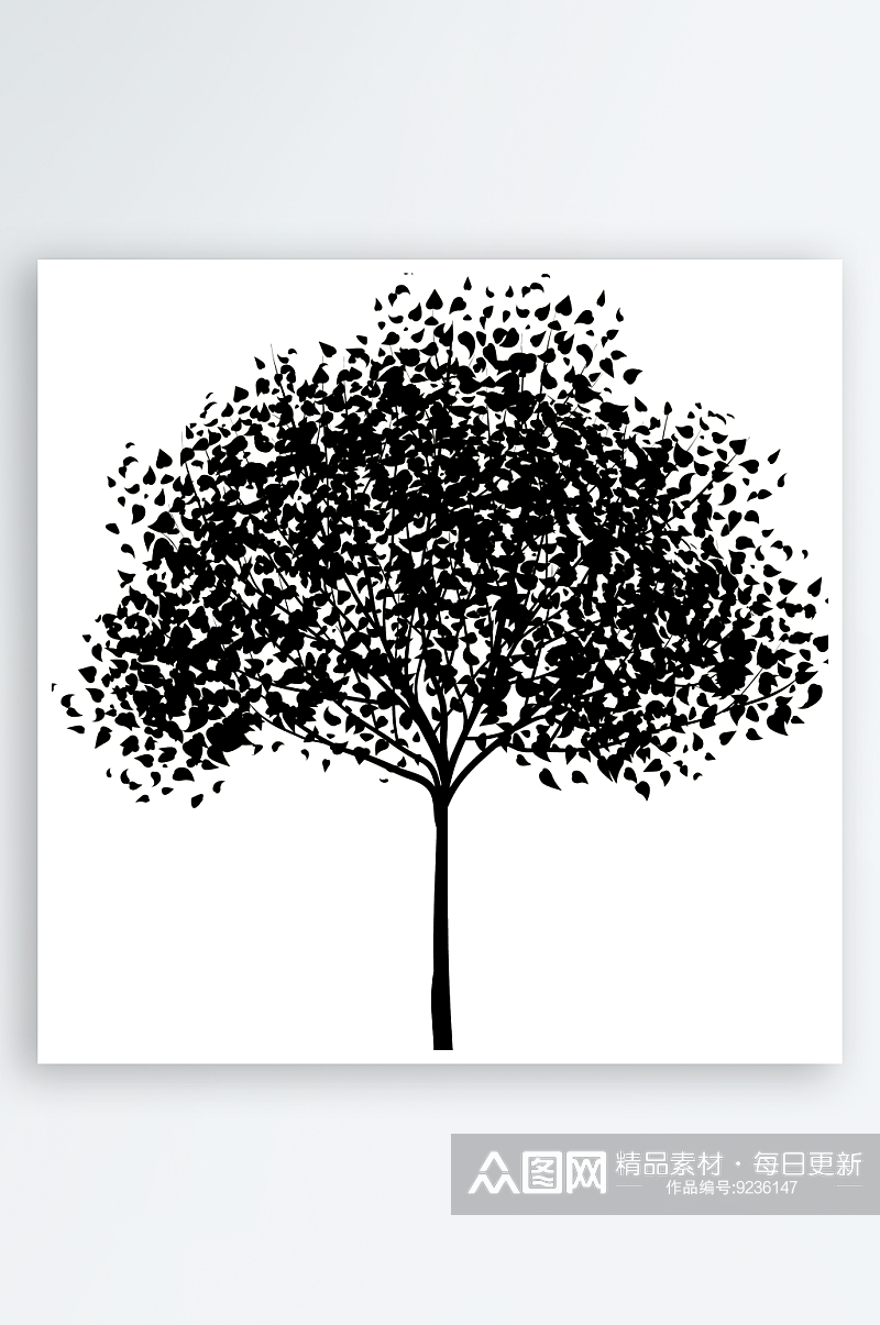 黑白树简约装饰画素材