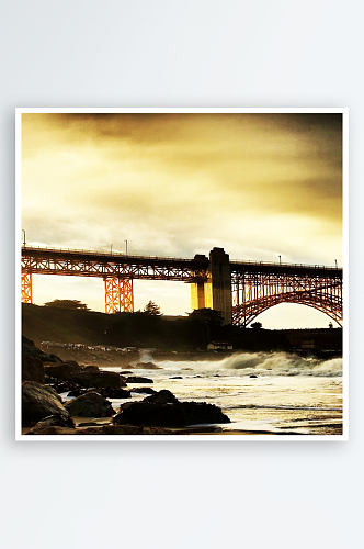 高速桥拱桥风景画装饰画