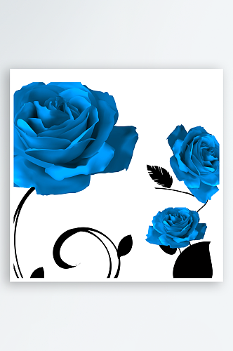 水彩蓝红玫瑰花艺术装饰画