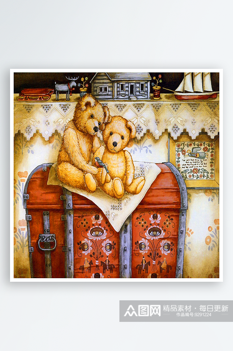 卡通熊水彩熊艺术装饰画素材
