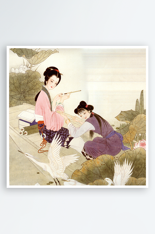 中式风景画背景墙装饰画-众图网