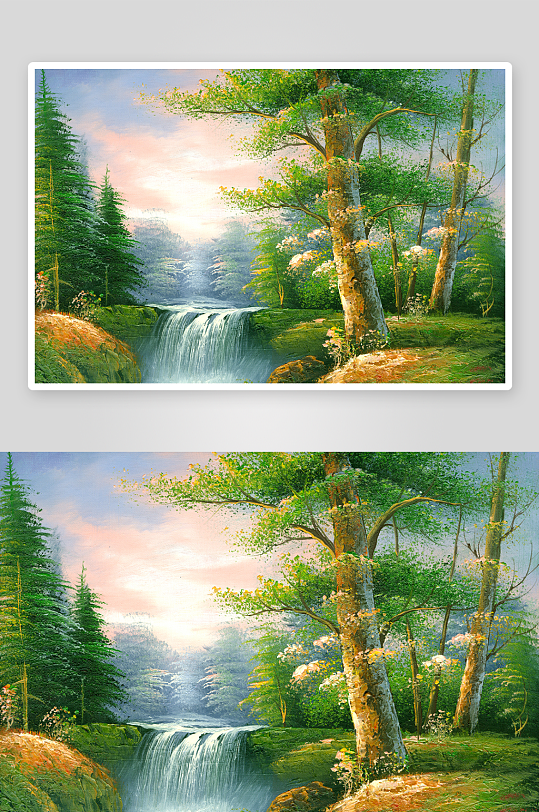 中式风景画背景墙装饰画-众图网