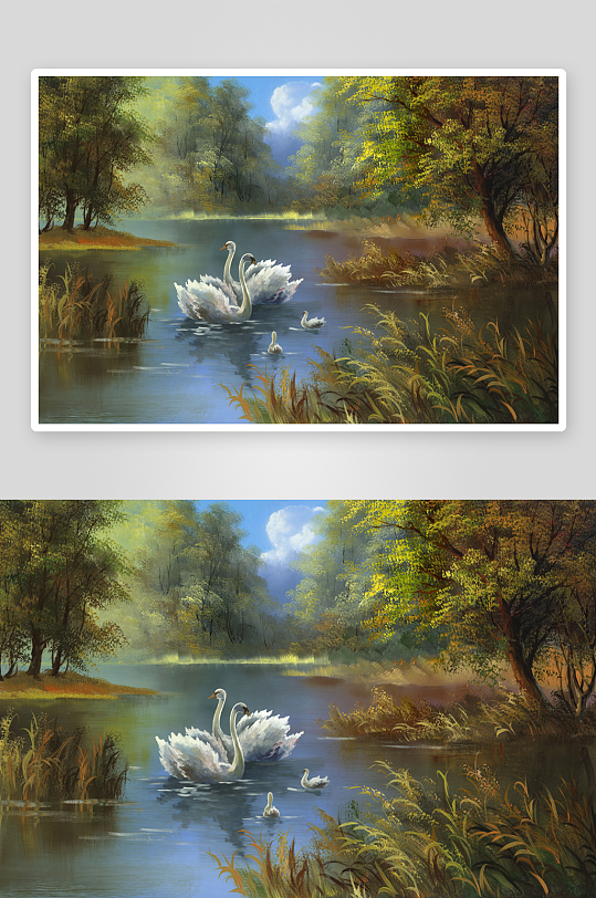 中式风景画背景墙装饰画-众图网