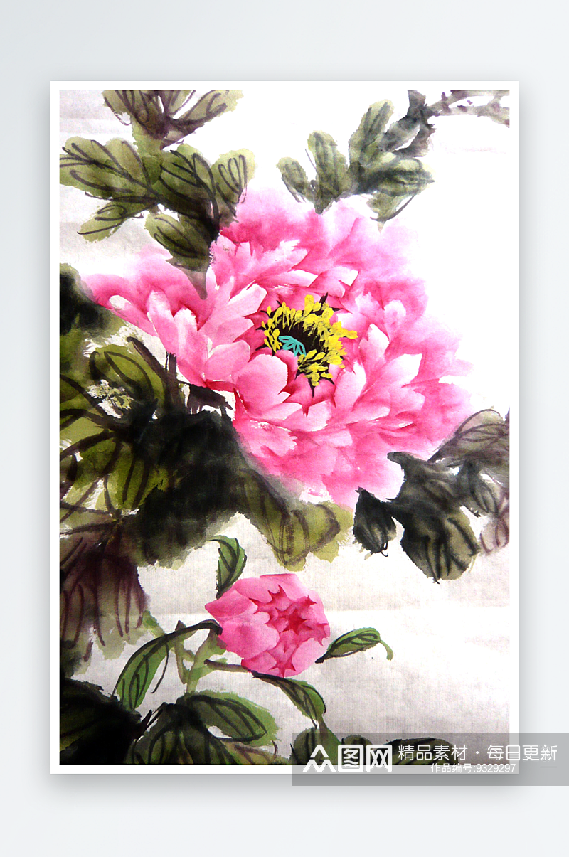 水墨中式背风景画花卉背景素材素材