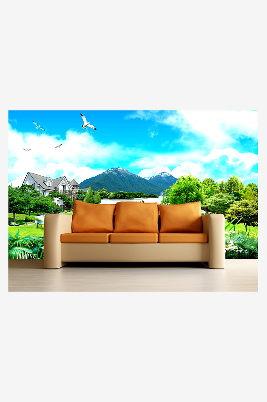 高清风景画装背景墙-众图网