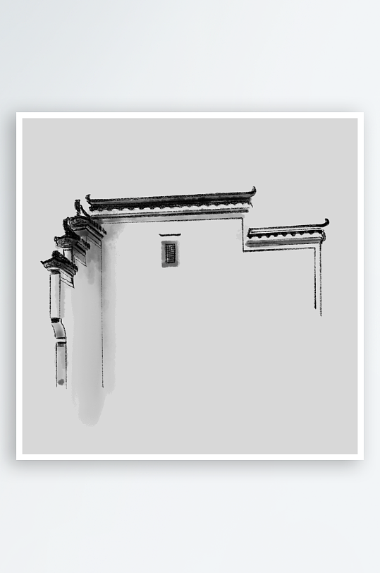 中式建筑水墨免抠素材