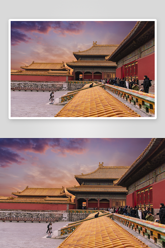 北京故宫博物馆晚霞