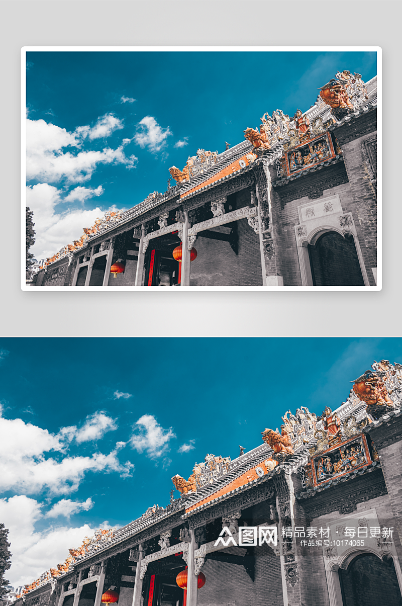 岭南建筑代表广州陈家祠砖雕素材