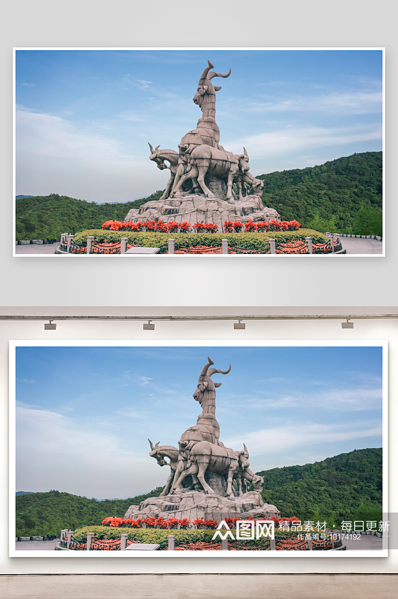 广州代表景点五羊雕塑素材