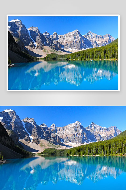 山水湖光风景画美景图片