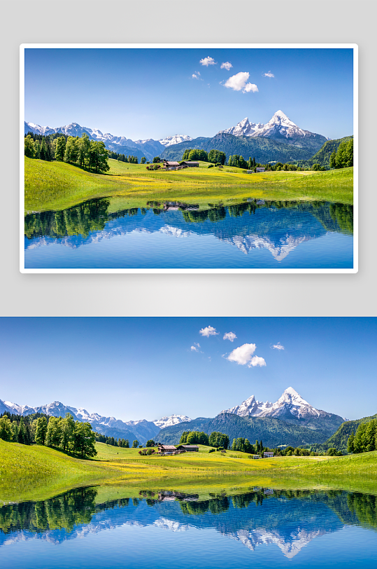 高清山水湖光风景画图片-众图网