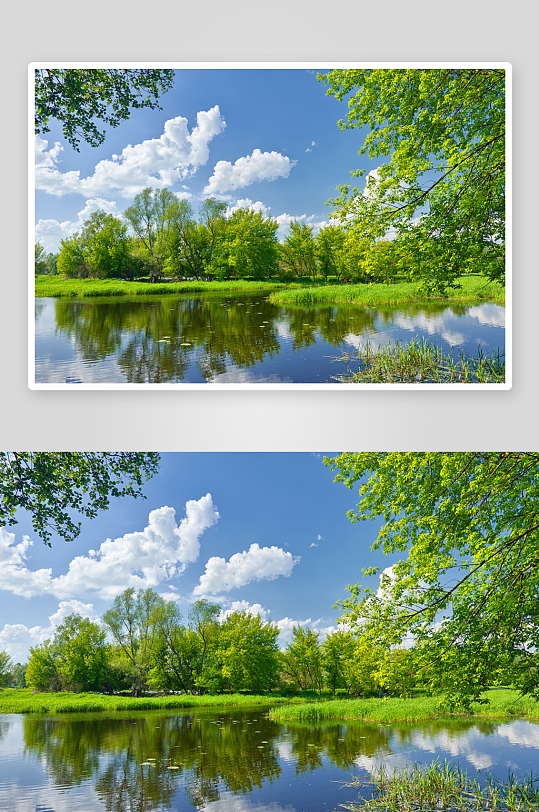 山水湖光风景画美景