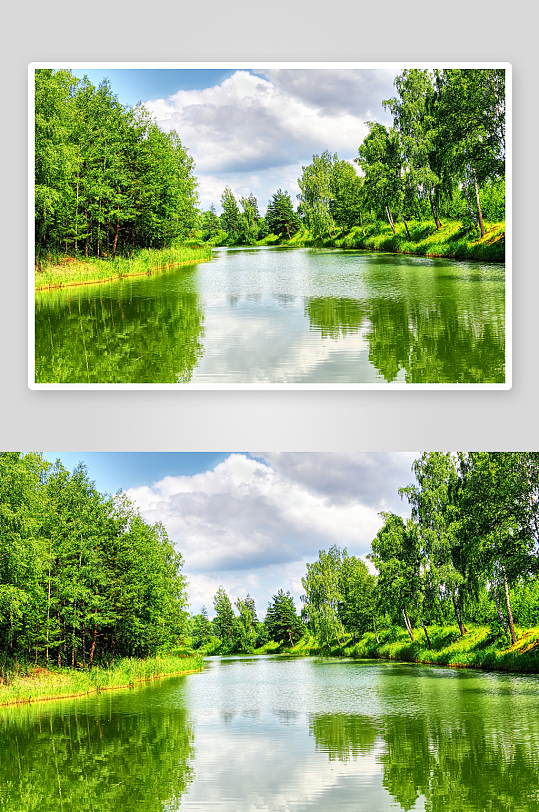 山水湖光风景画美景