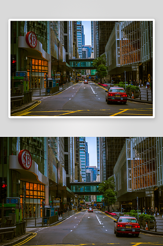 香港街景建筑风景画