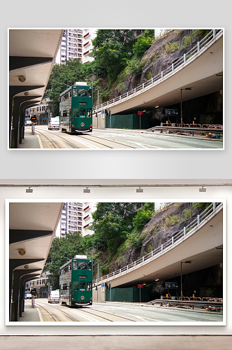 香港街景建筑风景画