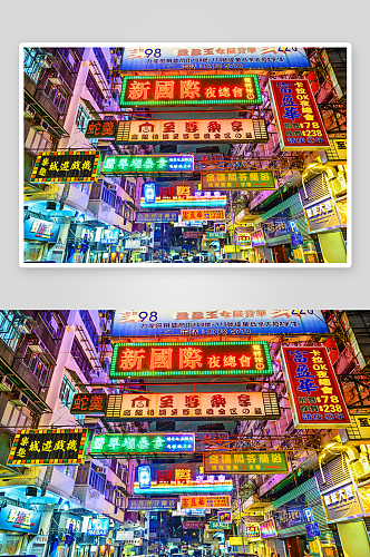 香港建筑街道风景画