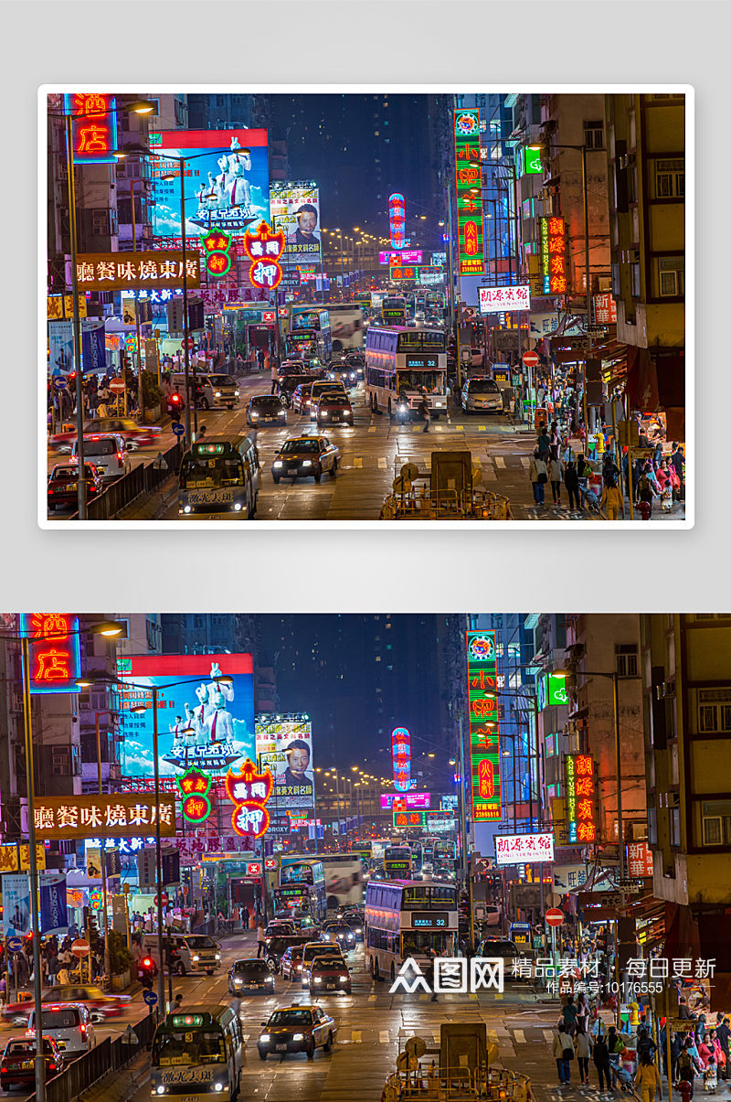 香港建筑街道风景画素材