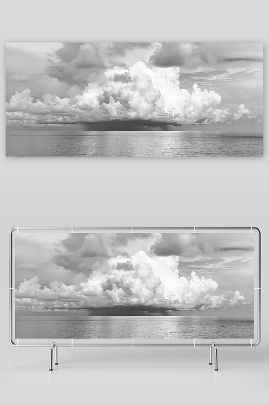 海邊海景黑白風(fēng)景畫攝影圖片