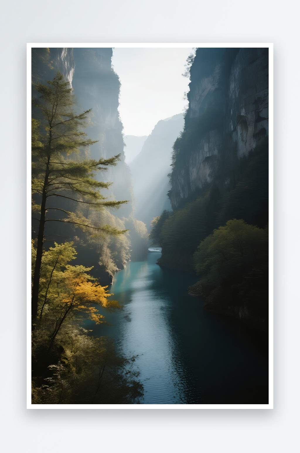 山水风景画孔雀高清图片素材