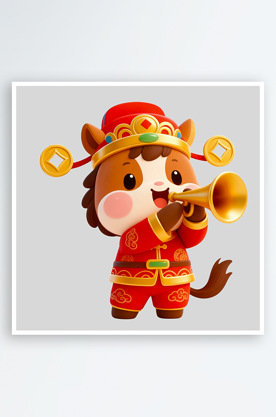 马年卡通马形象免抠素材-众图网