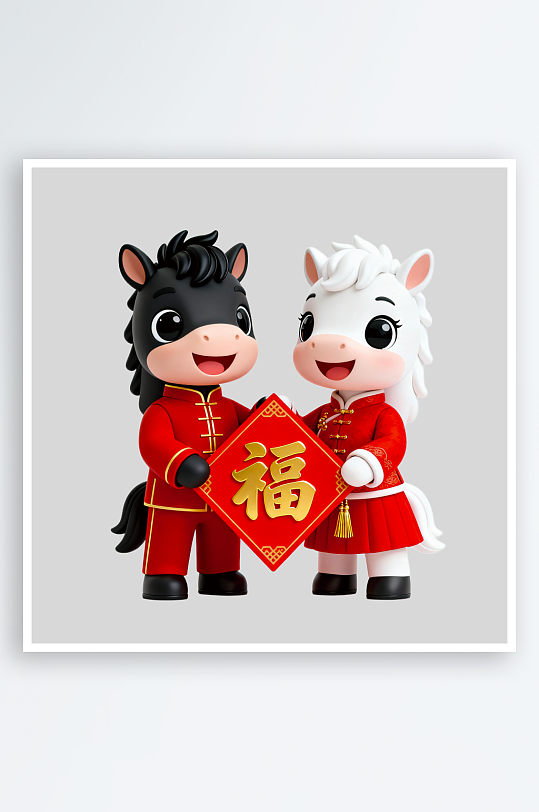 马年卡通马形象免抠素材-众图网