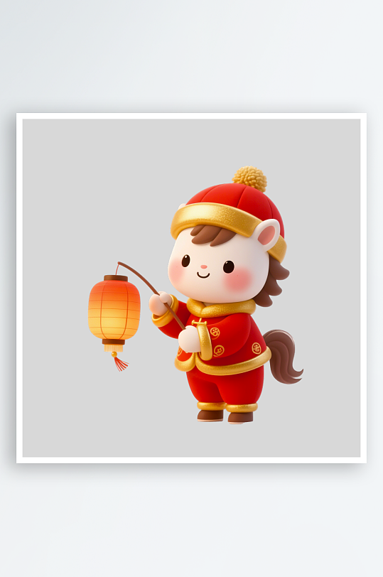 马年卡通马形象免抠素材-众图网