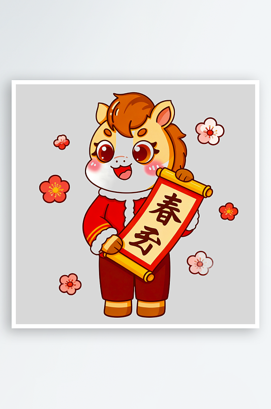 马年卡通马形象免抠素材-众图网