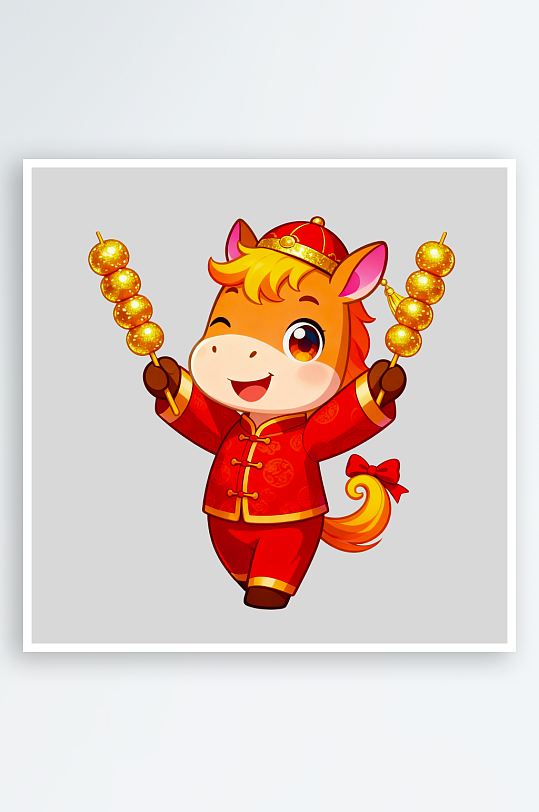 马年卡通马形象免抠素材-众图网