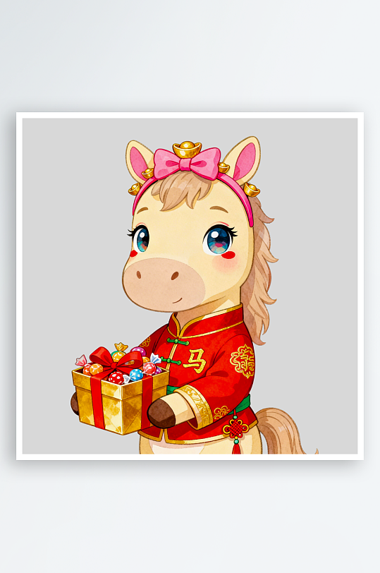 马年卡通马形象免抠素材-众图网