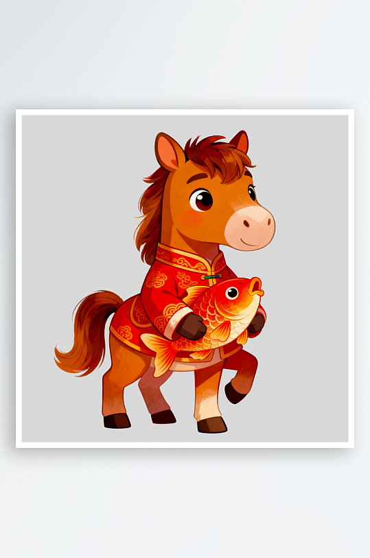 马年卡通马形象免抠png素材-众图网