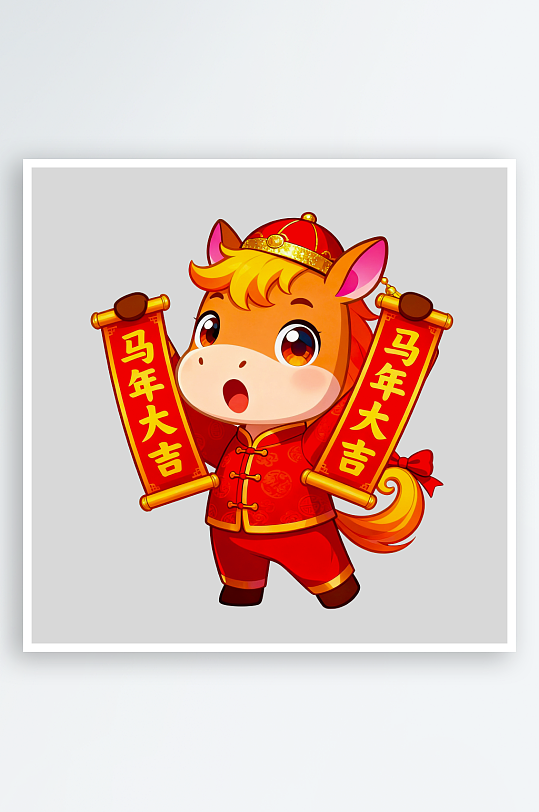马年卡通马形象免抠png素材-众图网