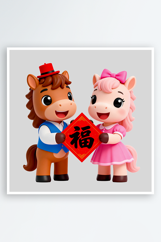 马年卡通马形象免抠png素材-众图网