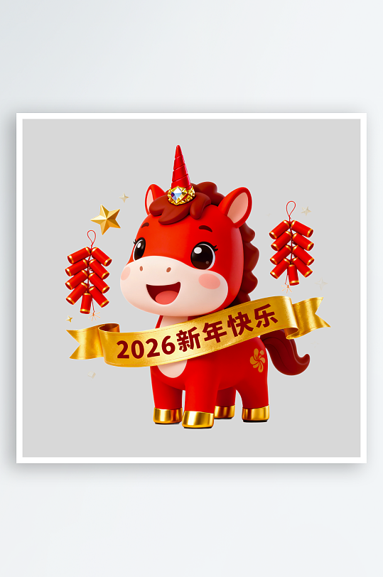 马年卡通马形象免抠png素材-众图网