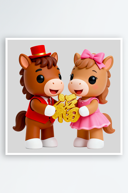 水彩马卡通马形象免抠png素材-众图网