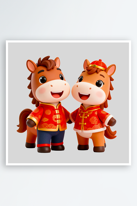 水彩马卡通马形象免抠png素材-众图网