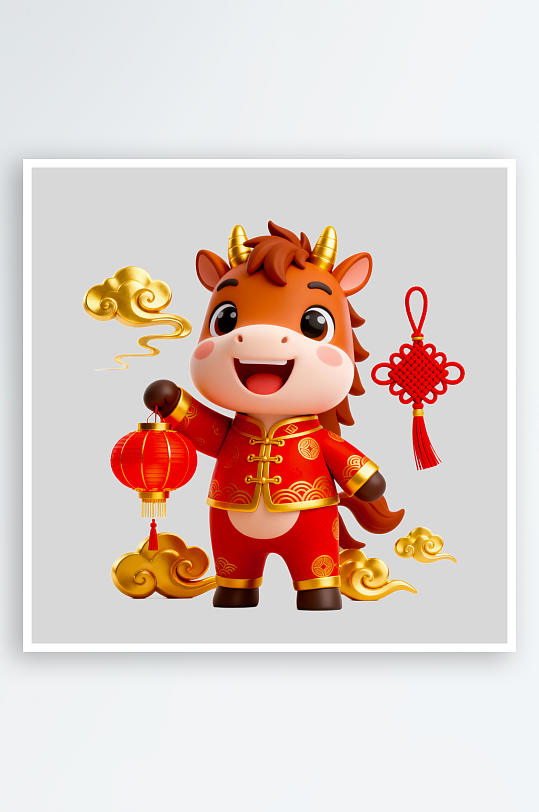 水彩马卡通马形象免抠png素材-众图网