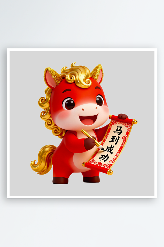 水彩马卡通马形象免抠png素材-众图网