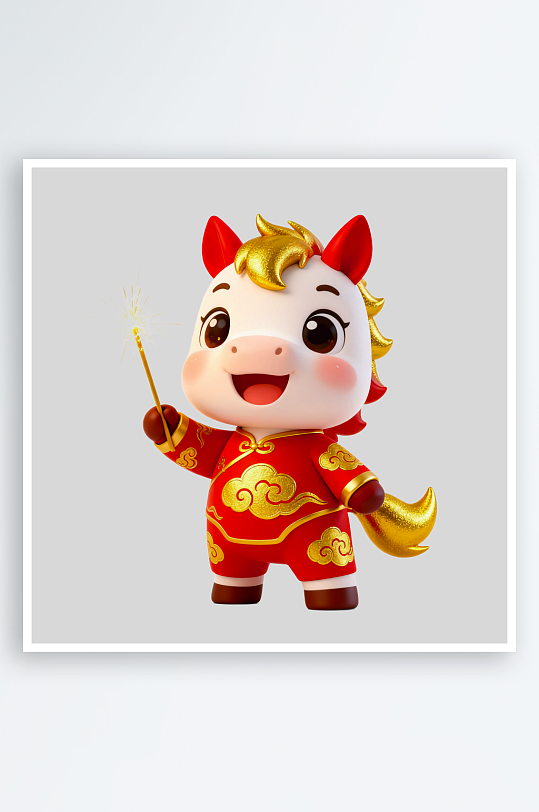 水彩马卡通马形象免抠素材-众图网