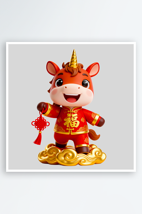 水彩马卡通马形象免抠素材-众图网