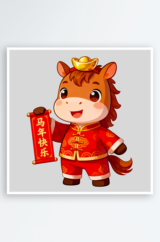 水彩马卡通马形象免抠素材-众图网