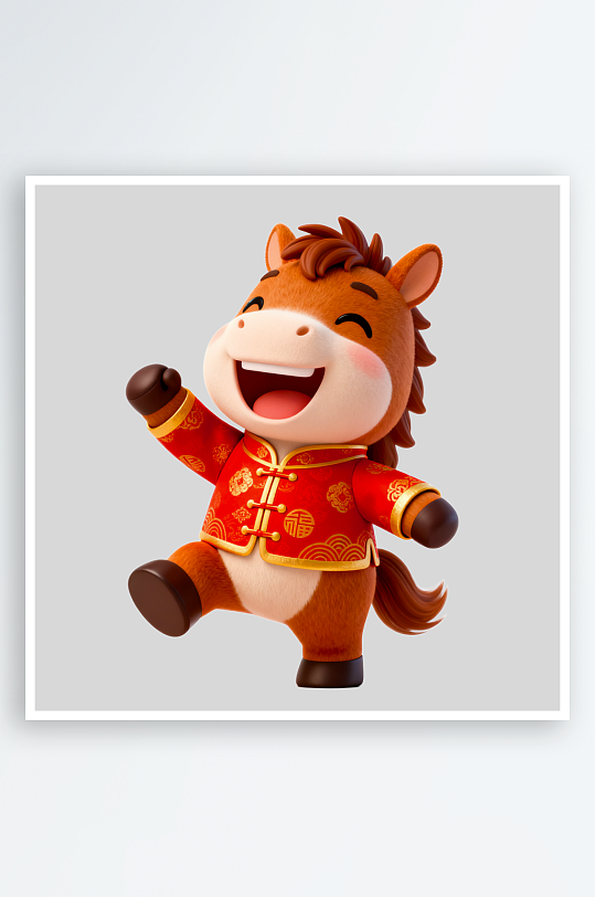 水彩马卡通马形象免抠素材-众图网