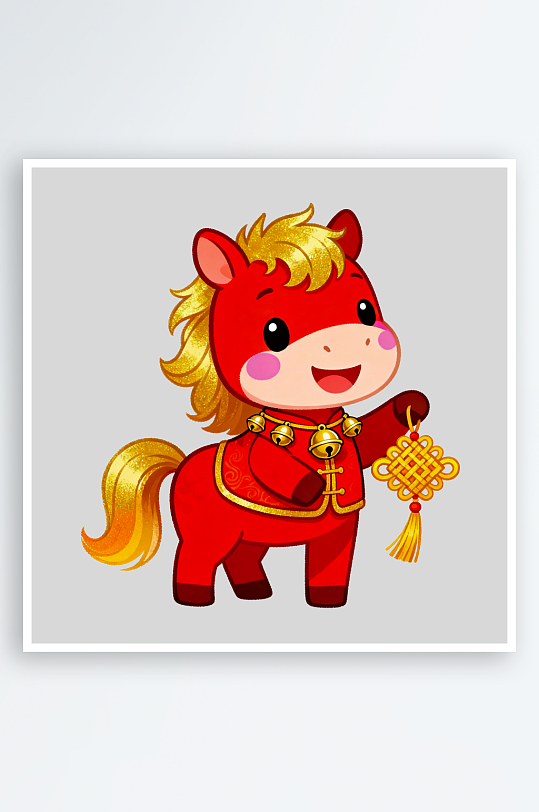 水彩马卡通马形象免抠素材-众图网