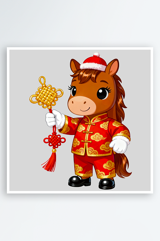 水彩马卡通马形象免抠素材-众图网