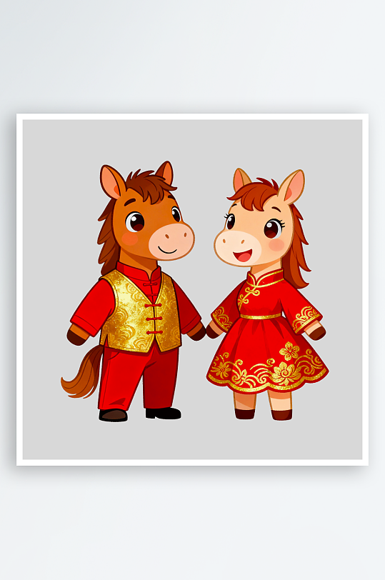 水彩马卡通马形象免抠png素材-众图网